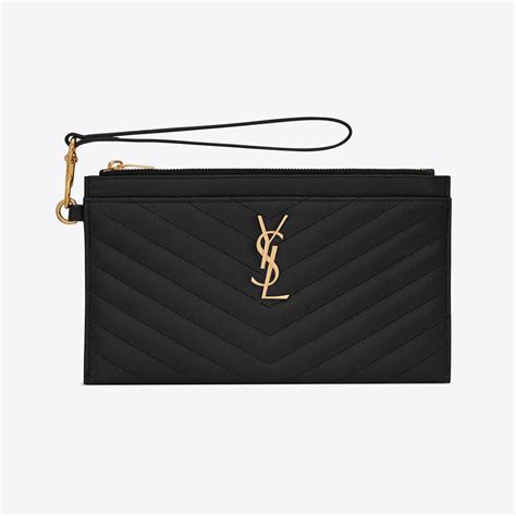 monogram bill pouch in grain de poudre embossed leather ysl|Saint Laurent Grain De Poudre Embossed Leather Monogram Bill .